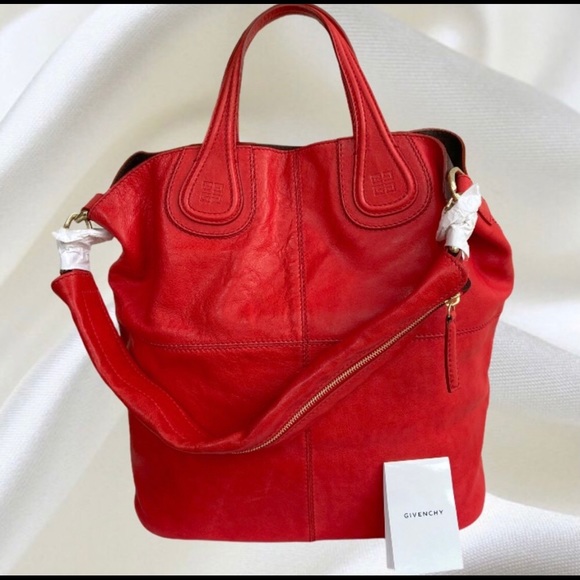 Givenchy Handbags - Red Givenchy Nightingale Pandora XL Tote Satchel